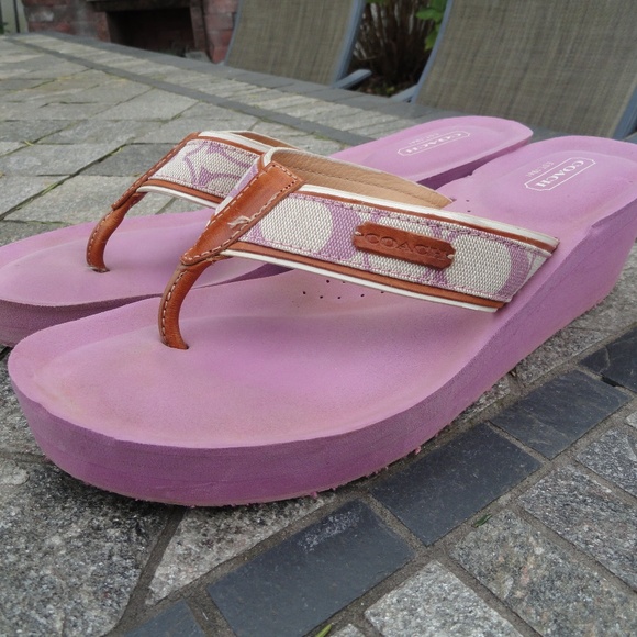 Coach Shoes - Coach Wedge Flip Flops Sandals Juliet size 10